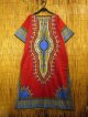 ゆったりサイズ＊コットン素材＊アフリカンプリント＊ダシキ＊ＤＡＳＨＩＫＩ＊ロングワンピース