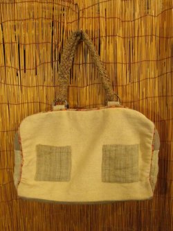 画像3: コットン×ヘンプ＊ヒッピー調＊ボストンバッグ