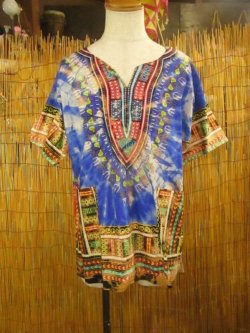 画像1: タイダイ染め＊アフリカンプリント＊ダシキ＊ＤＡＳＨＩＫＩ＊Ｌ