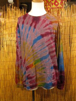 画像1: タイダイ染め＊スパンデックス混合＊コットン素材＊長袖＊Ｔシャツ＊ＸＸＬ