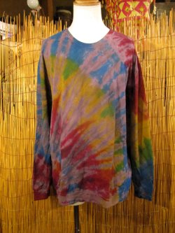 画像1: タイダイ染め＊スパンデックス混合＊コットン素材＊長袖＊Ｔシャツ＊ＸＸＬ