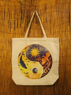 画像1: インヤンプリント＊キャンバス生地＊ビッグサイズ＊トートバッグ