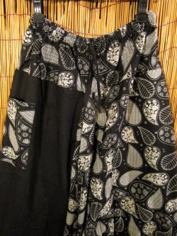 画像2: 黒色＋和風プリント＊切り替え＊コットン素材＊ふんわり＊サルエルパンツ
