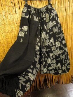 画像3: 黒色＋和風プリント＊切り替え＊コットン素材＊ふんわり＊サルエルパンツ