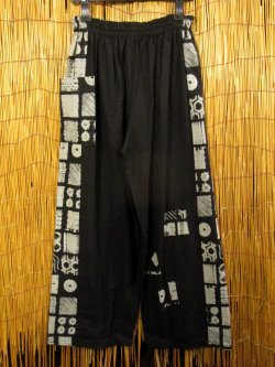 画像1: 黒色ベース＊コットン素材＊サイド切り替え＊ロングパンツ