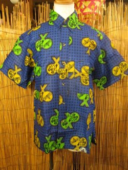 画像1: アフリカンプリント＊コットン素材＊半袖＊シャツ ＊Ｌ