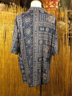 画像3: ラムナミプリント＊レーヨン素材＊マオカラー＊半袖＊プルオーバー＊２XＬ
