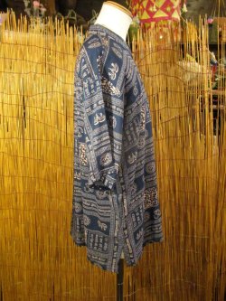画像2: ラムナミプリント＊レーヨン素材＊マオカラー＊半袖＊プルオーバー＊２XＬ