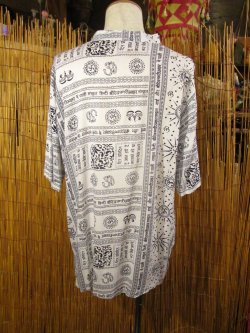 画像3: ラムナミプリント＊レーヨン素材＊マオカラー＊半袖＊プルオーバー＊２XＬ