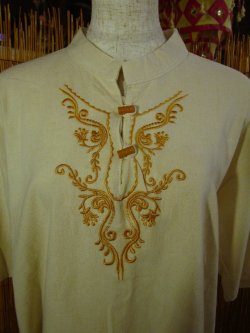 画像2: トライバルステッチ＊コットン素材＊マオカラー＊半袖＊プルオーバー＊ＸＬ