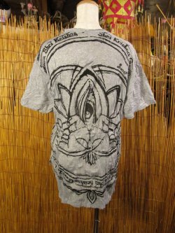 画像3: ロータスプリント＊皺加工＊コットン素材＊半袖＊Ｔシャツ