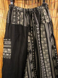 画像2: 黒色＋和風プリント＊切り替え＊コットン素材＊ふんわり＊サルエルパンツ