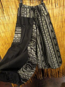 画像3: 黒色＋和風プリント＊切り替え＊コットン素材＊ふんわり＊サルエルパンツ
