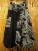 黒色＋和風プリント＊切り替え＊コットン素材＊ふんわり＊サルエルパンツ