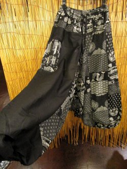 画像3: 黒色＋和風プリント＊切り替え＊コットン素材＊ふんわり＊サルエルパンツ