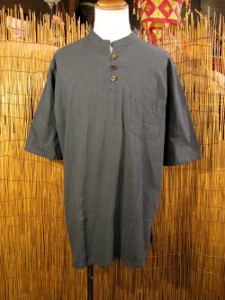 画像1: 三つボタン＊コットン素材＊胸ポケット＊半袖＊プルオーバー＊２ＸＬ 
