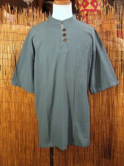 画像1: 三つボタン＊コットン素材＊胸ポケット＊半袖＊プルオーバー＊２ＸＬ 