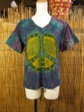 タイダイ染め＊コットン素材＊Ｖネック＊半袖＊Ｔシャツ