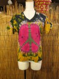 タイダイ染め＊コットン素材＊Ｖネック＊半袖＊Ｔシャツ