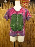 タイダイ染め＊コットン素材＊Ｖネック＊半袖＊Ｔシャツ