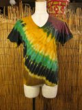 タイダイ染め＊コットン素材＊Ｖネック＊半袖＊Ｔシャツ