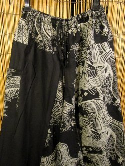 画像2: 黒色＋和風プリント＊切り替え＊コットン素材＊ふんわり＊サルエルパンツ