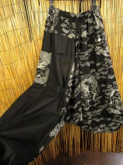 画像3: 黒色＋和風プリント＊切り替え＊コットン素材＊ふんわり＊サルエルパンツ