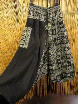 画像3: 黒色＋和風プリント＊切り替え＊コットン素材＊ふんわり＊サルエルパンツ