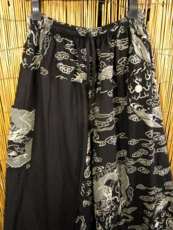 画像2: 黒色＋和風プリント＊切り替え＊コットン素材＊ふんわり＊サルエルパンツ