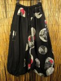黒色＋和風プリント＊切り替え＊コットン素材＊ふんわり＊サルエルパンツ