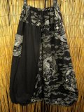 黒色＋和風プリント＊切り替え＊コットン素材＊ふんわり＊サルエルパンツ