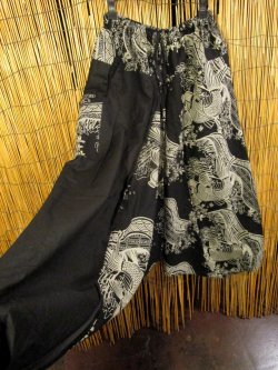 画像3: 黒色＋和風プリント＊切り替え＊コットン素材＊ふんわり＊サルエルパンツ