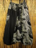 黒色＋和風プリント＊切り替え＊コットン素材＊ふんわり＊サルエルパンツ