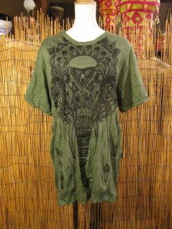 画像1: 象さんプリント＊皺加工＊コットン素材＊半袖＊Ｔシャツ
