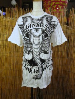 画像1: 象さんプリント＊皺加工＊コットン素材＊半袖＊Ｔシャツ