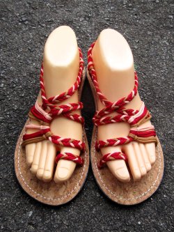 画像1: 【２３・５ｃｍ〜２４ｃｍ】コルク＊編み編み＊紐サンダル