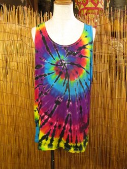 画像1: タイダイ染め＊コットン素材＊タンクトップ＊２ＸＬ