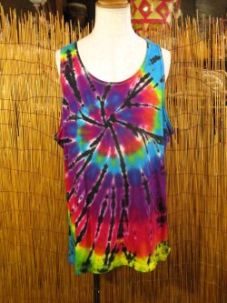 画像1: タイダイ染め＊コットン素材＊タンクトップ＊２ＸＬ