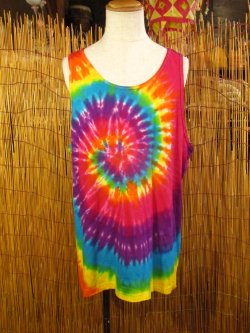 画像1: タイダイ染め＊コットン素材＊タンクトップ＊２ＸＬ