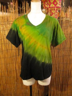 画像1: タイダイ染め＊コットン素材＊Ｖネック＊半袖＊Ｔシャツ