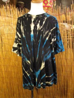 画像1: 黒色ベース＊タイダイ染め＊コットン素材＊半袖＊Ｔシャツ＊２ＸＬ