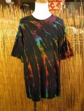 黒色ベース＊タイダイ染め＊コットン素材＊半袖＊Ｔシャツ＊２ＸＬ