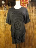 曼荼羅風オームプリント＊皺加工＊コットン素材＊半袖＊Ｔシャツ