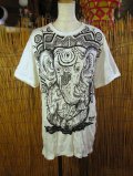 ガネーシャプリント＊皺加工＊コットン素材＊半袖＊Ｔシャツ