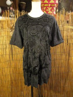 画像1: ガネーシャプリント＊皺加工＊コットン素材＊半袖＊Ｔシャツ
