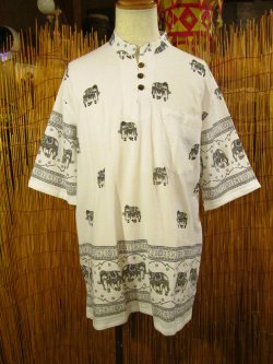 画像1: 象さんプリント＊コットン素材＊胸ポケット＊半袖＊プルオーバー＊２ＸＬ 