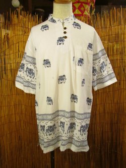 画像1: 象さんプリント＊コットン素材＊胸ポケット＊半袖＊プルオーバー＊２ＸＬ 