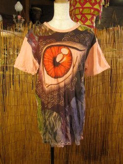 画像1: ガネーシャアイプリント＊コットン素材＊半袖Ｔシャツ