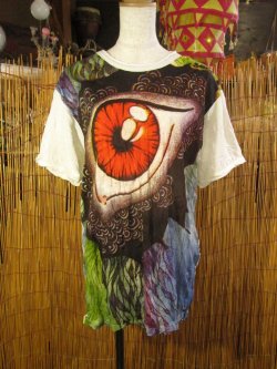 画像1: ガネーシャアイプリント＊コットン素材＊半袖Ｔシャツ