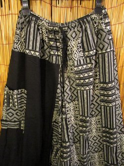 画像2: 黒色＋和風プリント＊切り替え＊コットン素材＊ふんわり＊サルエルパンツ